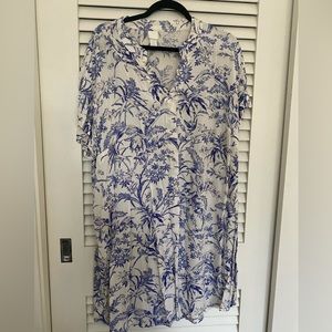 Blue and White Print Dress